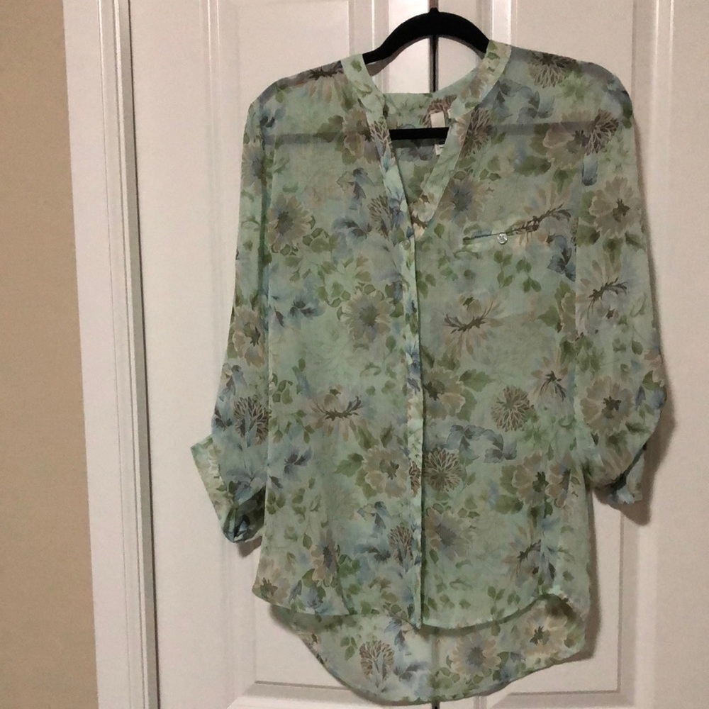 Floral Sheer Women's Top - Green